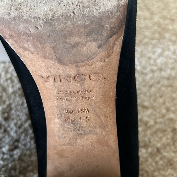 Vince Rafe Block Heel Black Suede Sz 7.5 - Picture 7 of 9